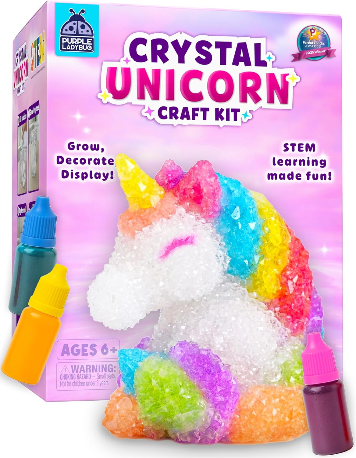 Crystal Growing Kit STEM Project for Kids Ages 8-12, Crystal Making Experiment for Girls, Grow Your Unicorn Crystal