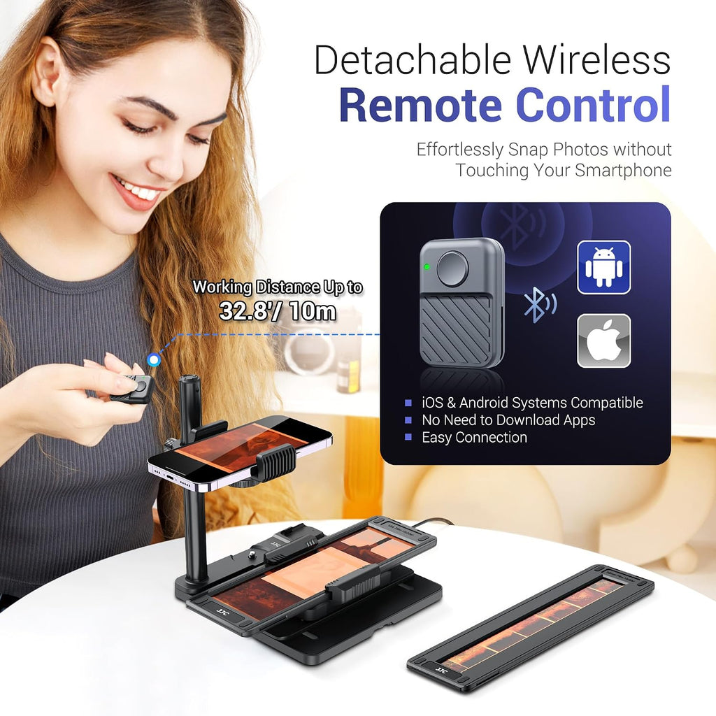 Mobile Film Scanner Digitizer Set for 35mm 120 Negative Film to Digital, with 11 Level LED Backlight & Phone Clip &