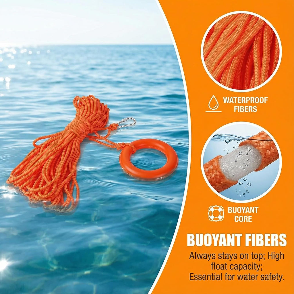 Professional Water Floating Lifesaving Throwing Rope 98.4FT | Outdoor Rescue Lifeguard Lifeline, With Bracelet/Hand Ring