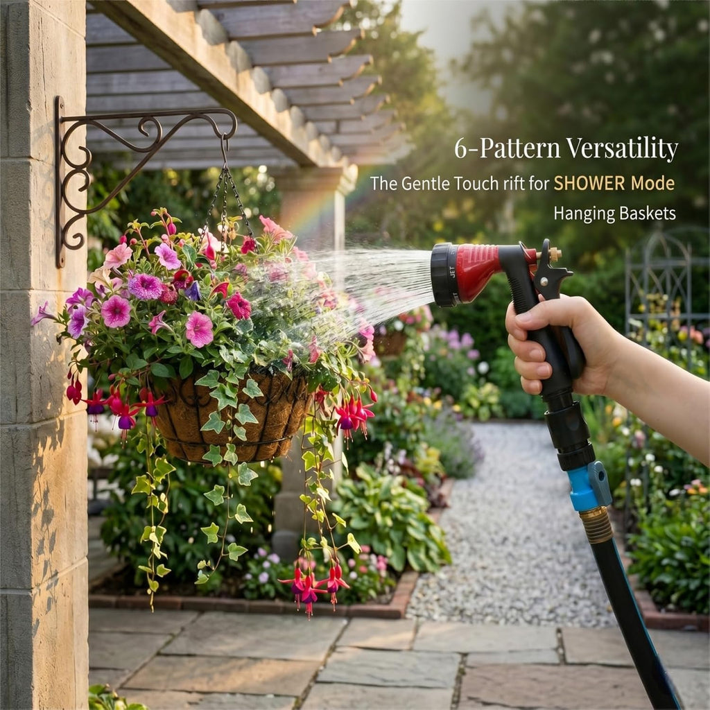 Water Hose Nozzle Spray Nozzle, Metal Garden Hose Nozzle with Adjustable Spray Patterns, Perfect for Watering Plants