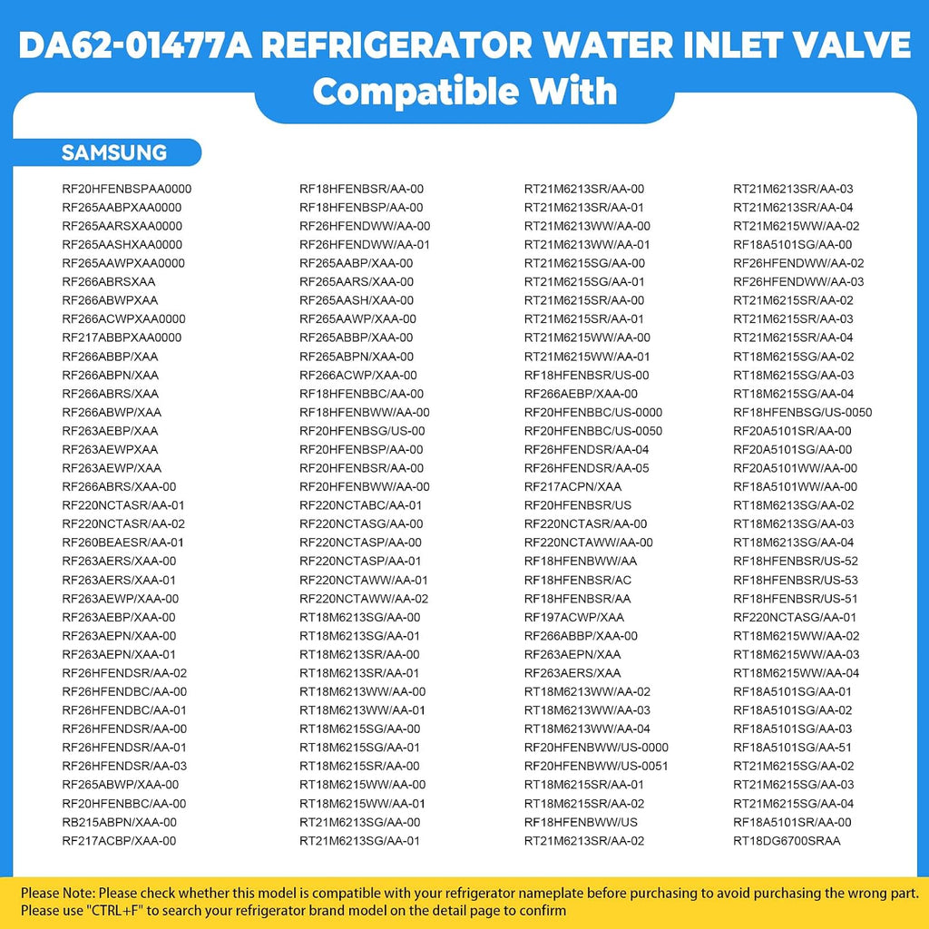 DA62-01477A 2024602 Refrigerator Water Inlet Valve Replacement
