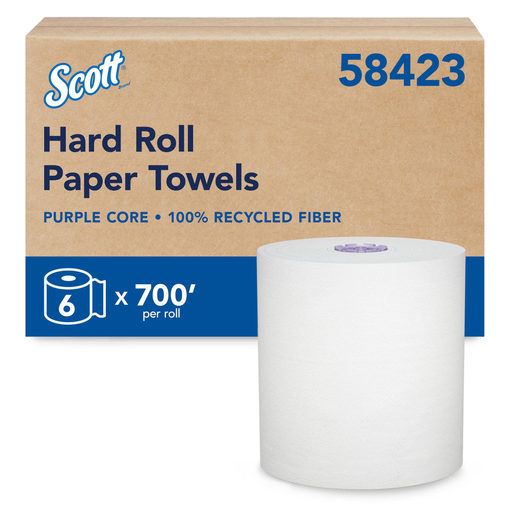 Hard Roll Paper Towels, Bulk, 6 Rolls x 700' (58423)