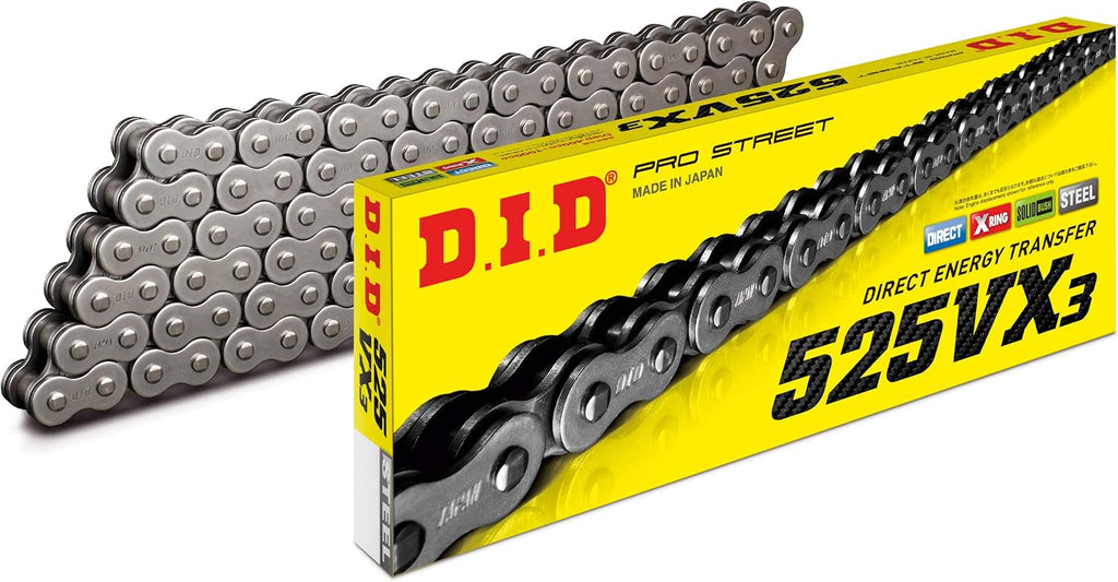 DID (525VX3X140ZB) Steel 140 Link High Performance VX Series X-Ring Chain with Connecting Link