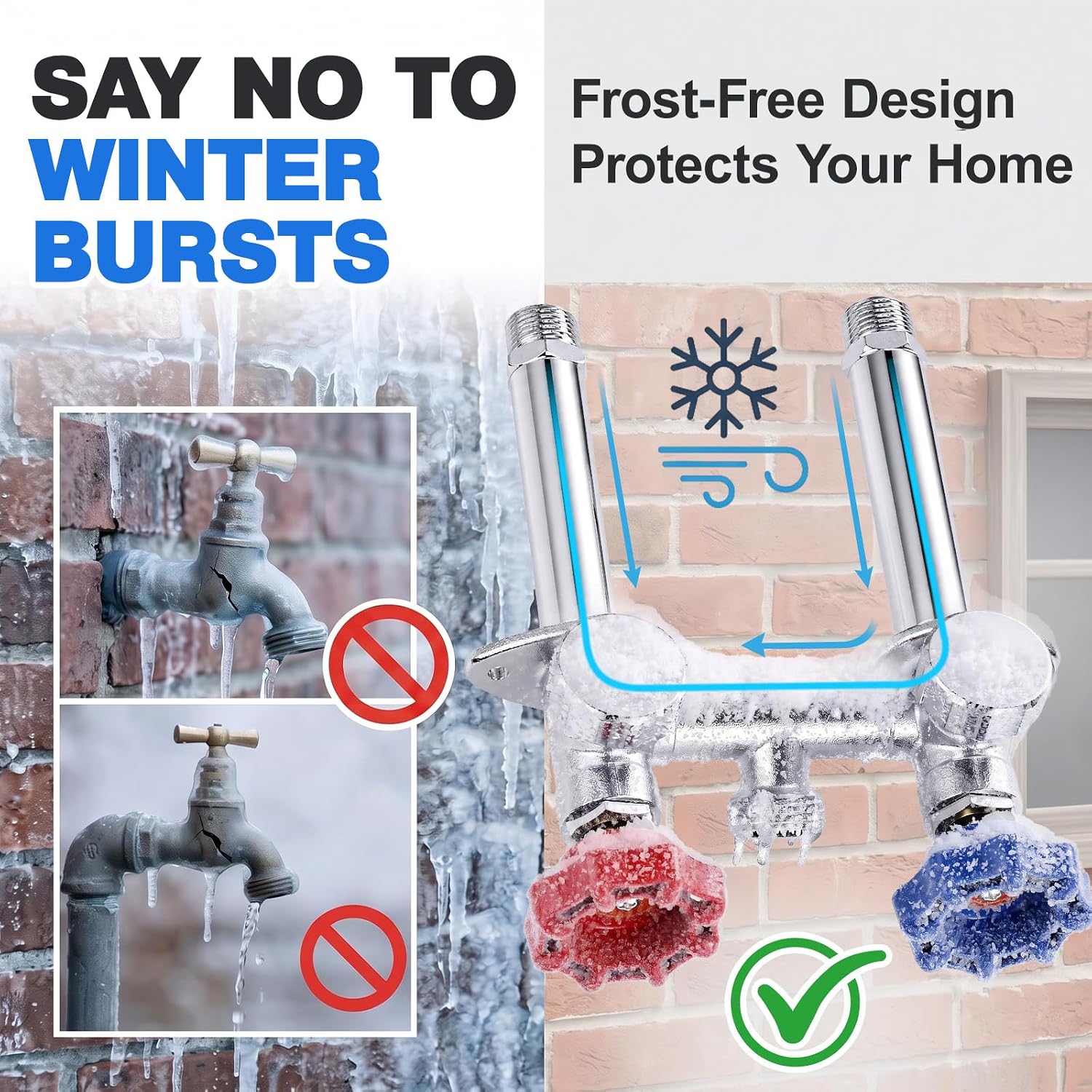 Frost Free Outdoor Faucet, Brass Sillcock with Anti-Siphon Vacuum Breaker | 1/2" MIP x 3/4" GHT Hose Bibb Wall Spigot