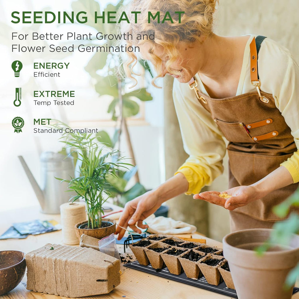 MET Certified Seedling Heat Mat, Adjustable Temperature Waterproof Durable Germination Station Heat Mat, Warm