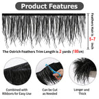 5-7inch Turquoise Ostrich Feather Trim for DIY Sewing,2Yards