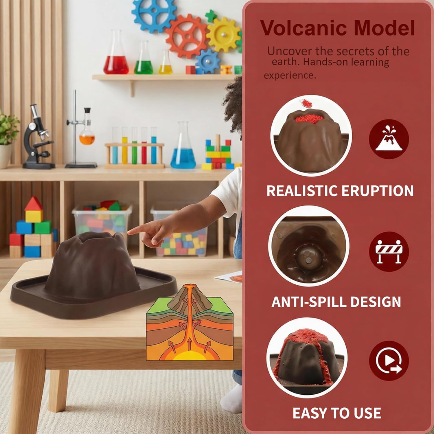 10Pcs Volcanic Model School Figure Model Experiment for Volcano Science Kit Volcano Eruption Toy DIY Demonstration Props