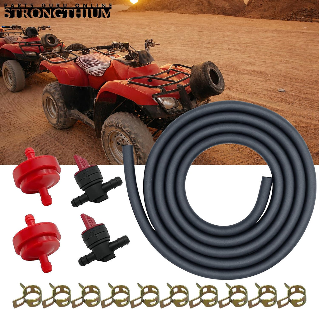 Strongthium 1/4" 6.6 FT Rubber Fuel Line Hose Kit Gas Tube Kit