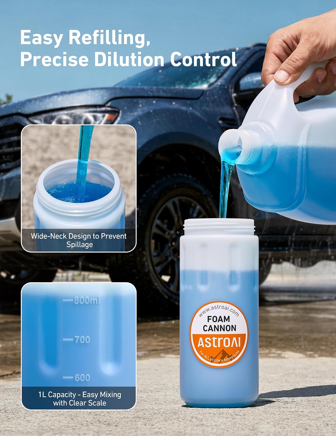 Foam Cannon for Pressure Washer with 1/4" Quick Connect Plug, 1 L | Thick Foam, Car Wash, Heavy Duty Durable Foam