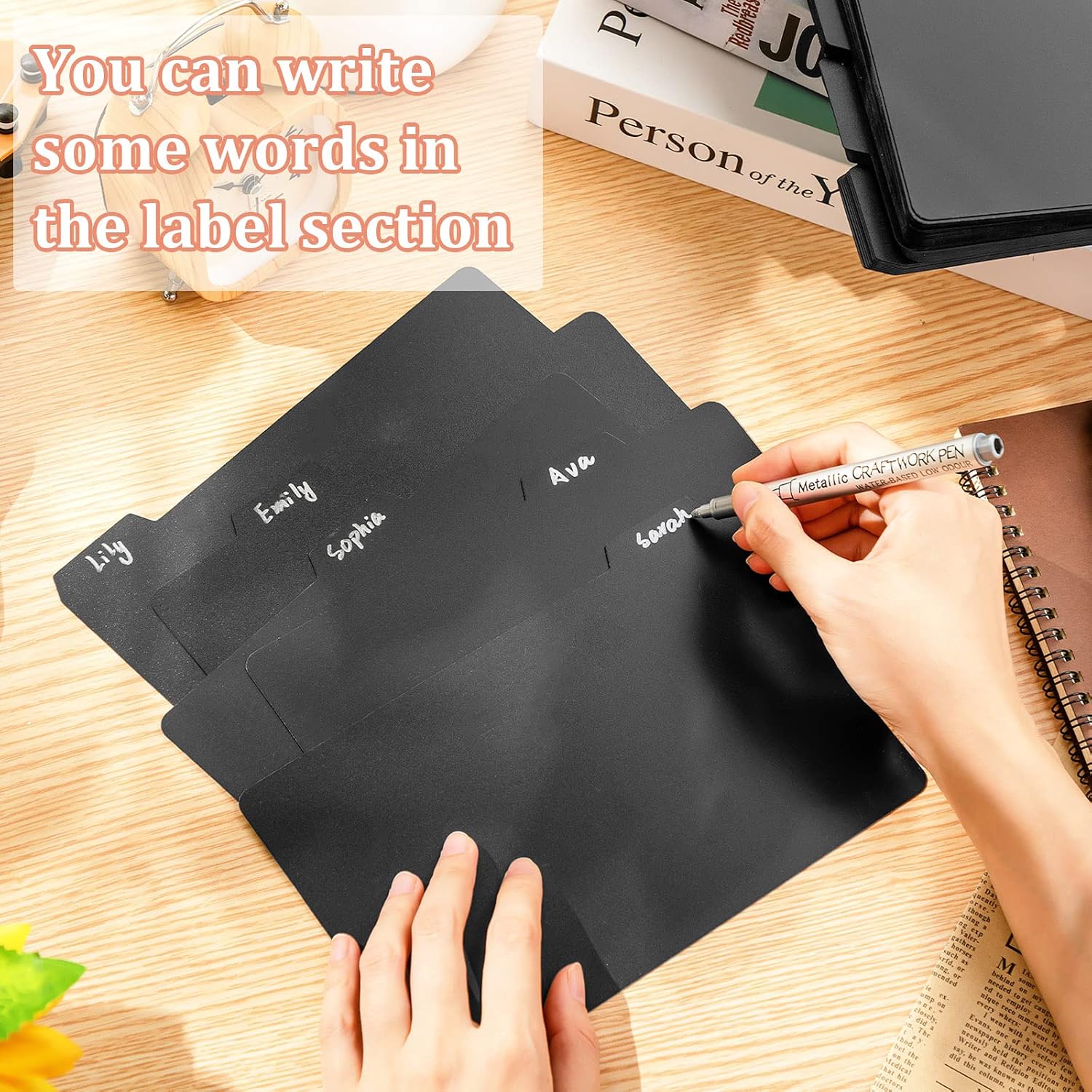 50 Pcs Index Card Dividers 5 x 8 Inch Index Card Dividers with Cards Guides with 2 Pcs A-Z Alphabet Number Stickers