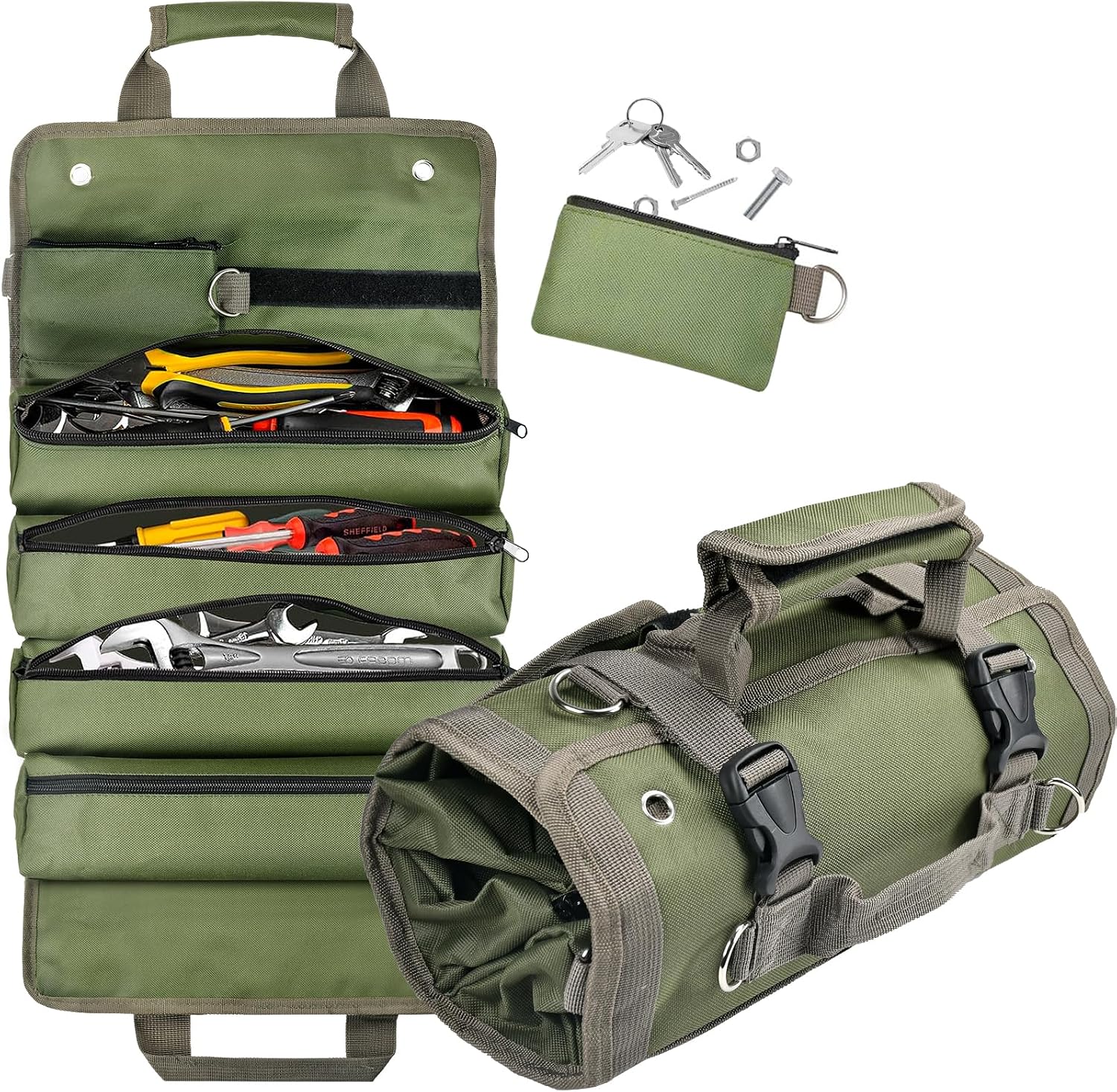 Tool Bag Organizer Roll Up: Gifts for Men Fathers Day Dad Gifts for Him Boyfriend Husband Birthday Portable