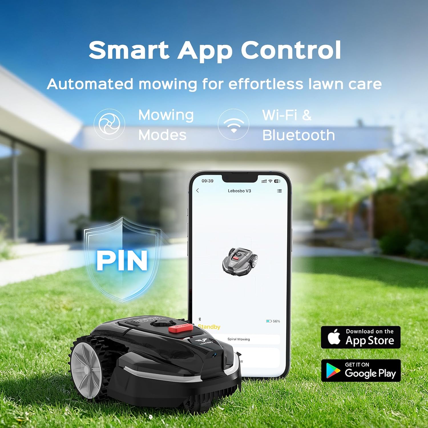 V3 Robotic Lawn Mower with AI Vision Obstacle Avoidance, Smart APP Control, Low-Noise Operation, Adjustable Cutting