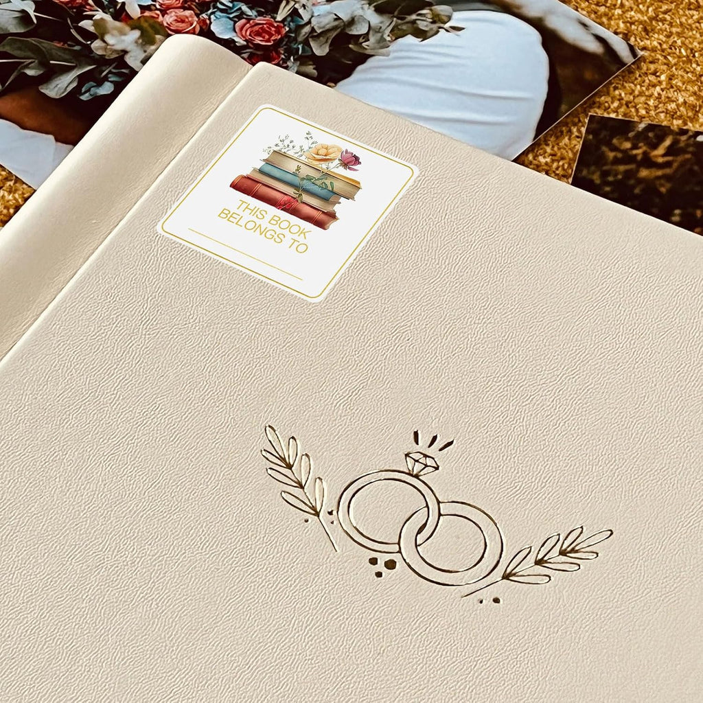This Book Belongs to Stickers, Floral Designed Book Stamp Personalized Labels,Adhesive Name Labels Book Plates for