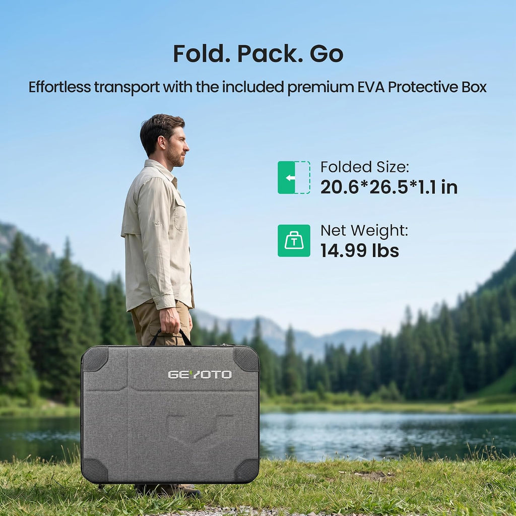 200W Bifacial Portable Solar Panel for Camping, RV & Power Stations | 26% N-Type Cells, Foldable Design, Reflective