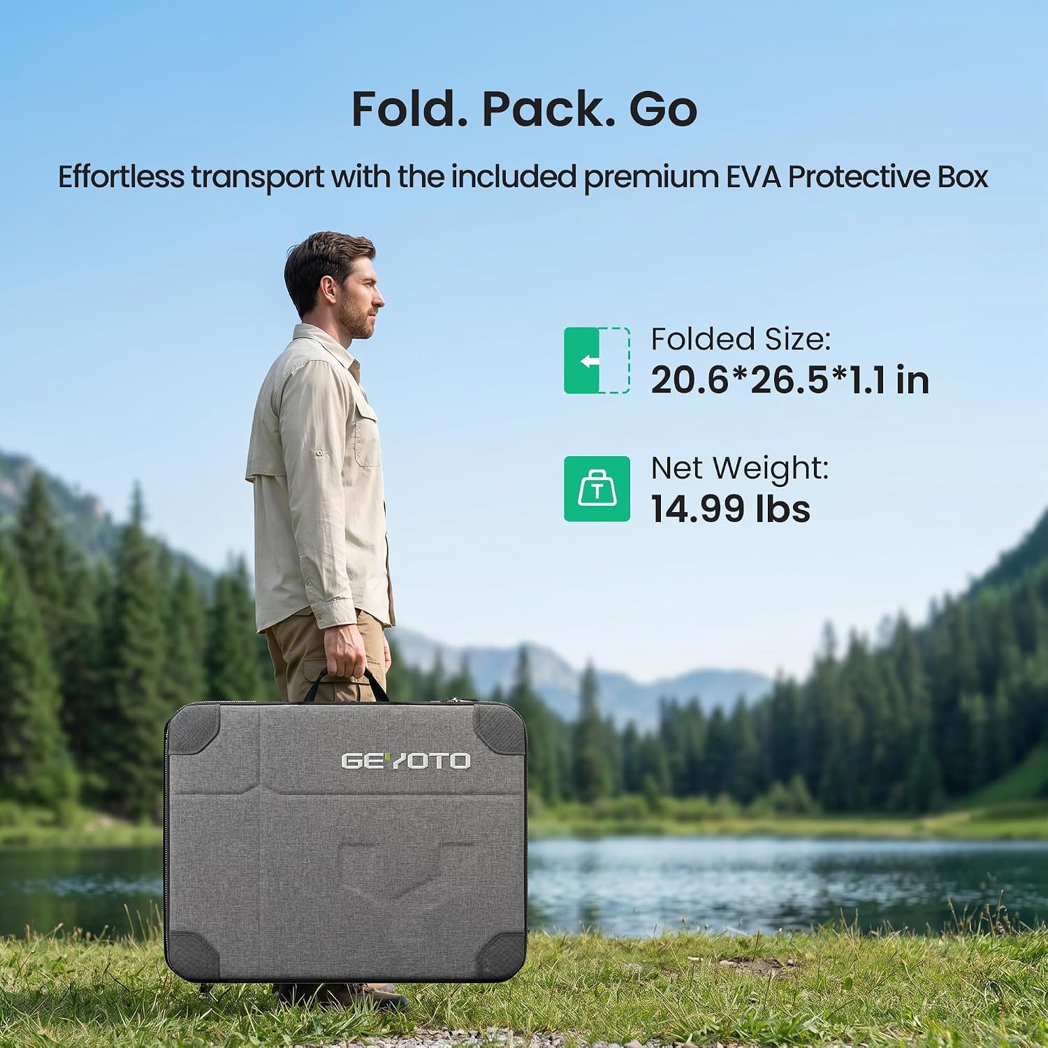 200W Bifacial Portable Solar Panel for Camping, RV & Power Stations | 26% N-Type Cells, Foldable Design, Reflective
