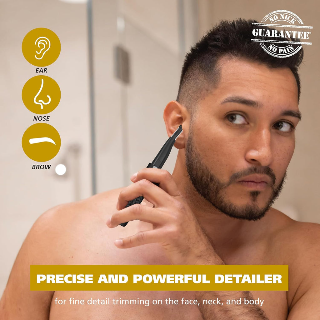 Manscaper 2-in-1 Lithium Battery Eyebrow & Nose Hair Trimmer for Men