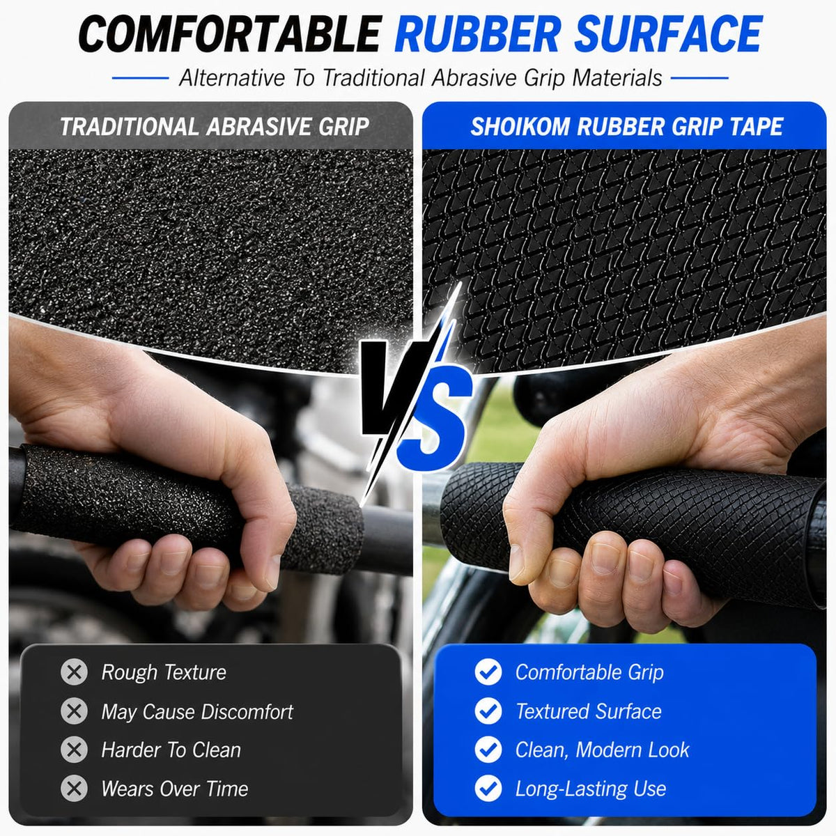 Rubber Grip Tape 4 Inch x 16.4 Ft, Non Slip Adhesive Handle Wrap