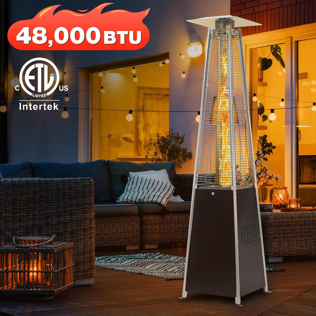 Patio Heater 48,000 BTU Outdoor Propane Heater with Wheels