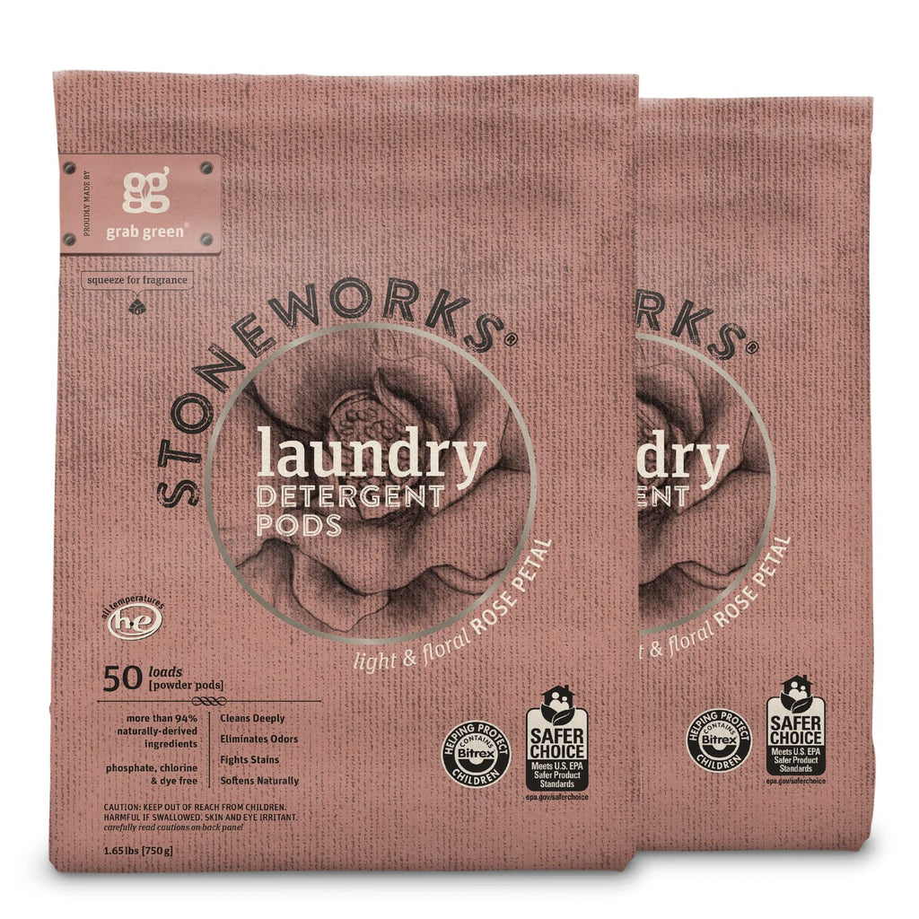 Stoneworks Laundry Detergent Pods, 100 Count, Rose Petal