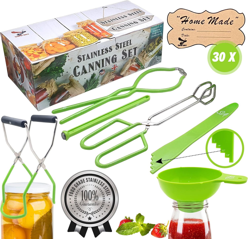 Canning Supplies - USA Assembled & Certified Food Grade Stainless Steel Starter Set Canning Kit for Beginners - Wide