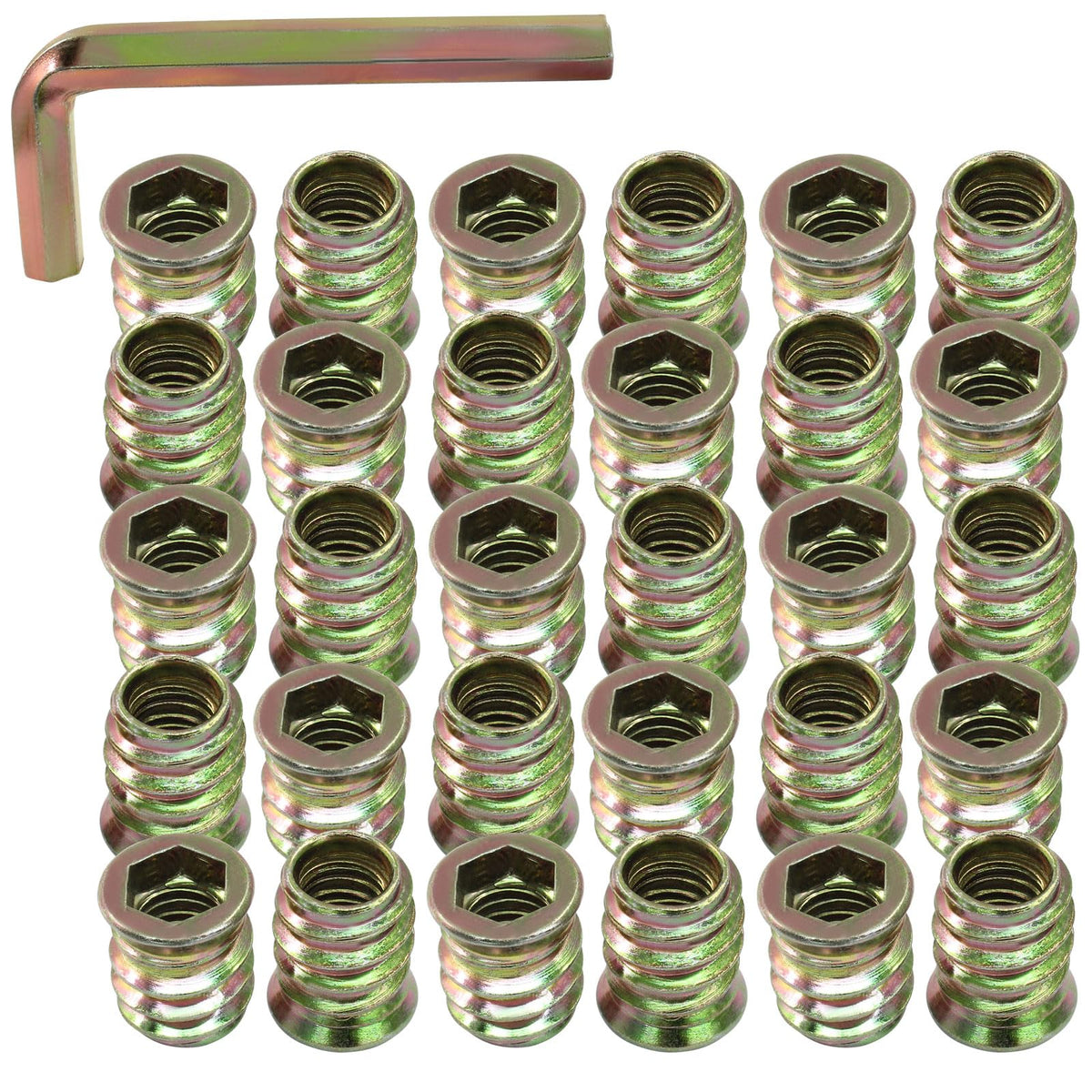 Moicstiy 20 Pcs 3/8"-16x 20mm Threaded Inserts for Wood