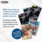 Thick Silver Age Comic Bags - 500 ct | Archival Quality, Acid-Free Protection for Silver Age Comic Books | 7 1/4 x 10