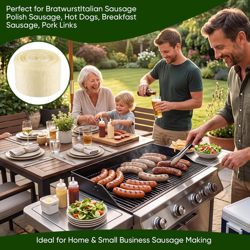 Edible Drying Natural Sausage Casing, Sausage Casings for Flavorous Homemade Sausages Ham,Breakfast Sausage,Italian