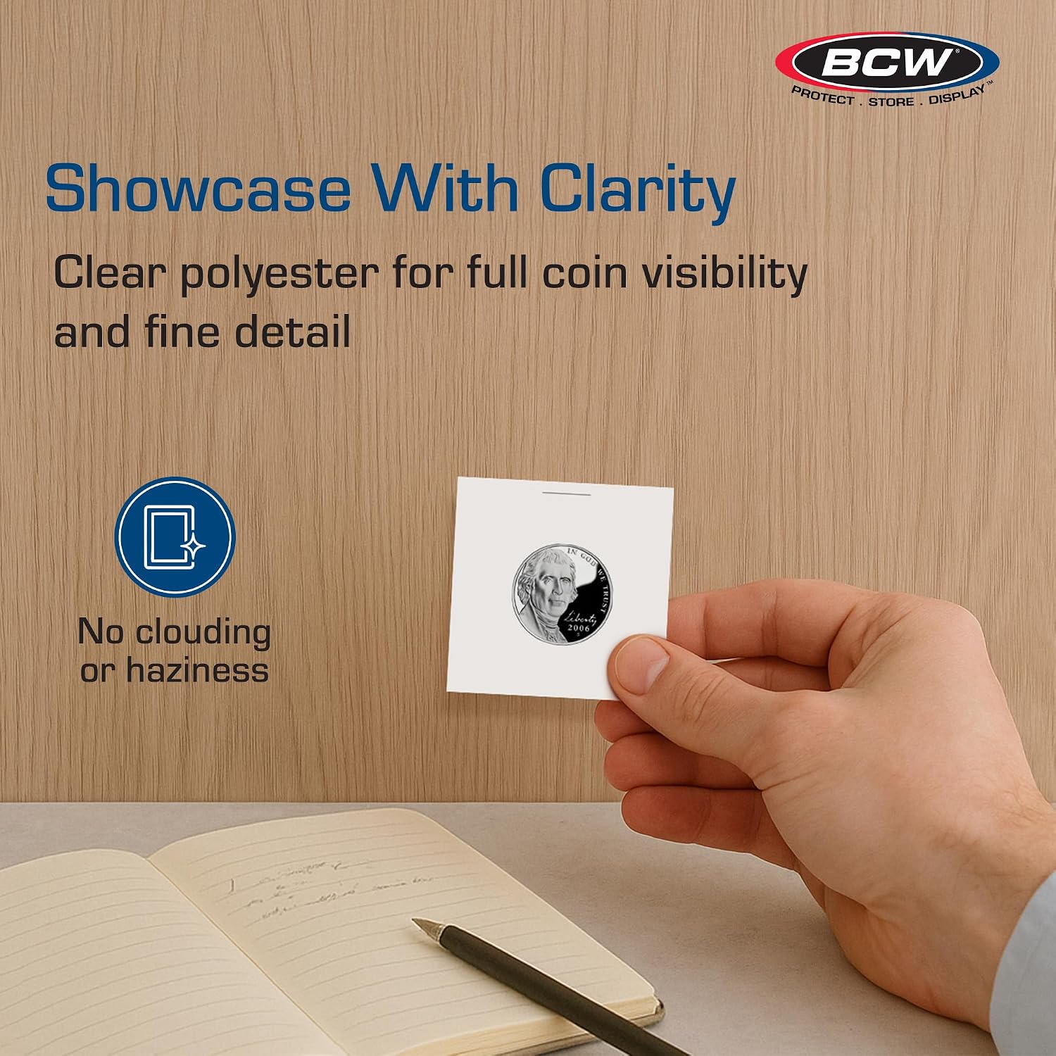 2x2 Coin Flips for Nickels – 100 Pack | Archival Paper Coin Holders with Clear Window | Nickel Holders for Collectors