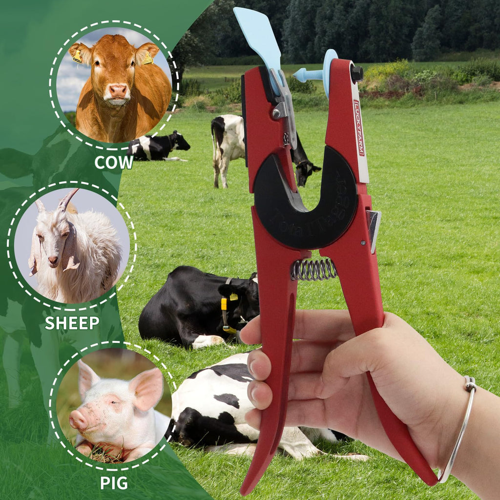 Livestock Ear Tag Pliers Animal Universal Ear Tagger Tool with Spare Pins