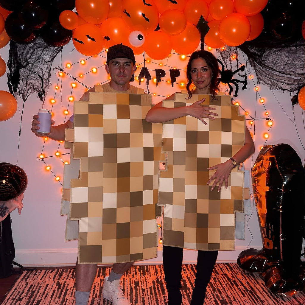 2 Pcs Halloween Adult Mosaic Cosplay Couple Costume Novelty Funny Sponge Mosaic Costume for Halloween Party Cosplay
