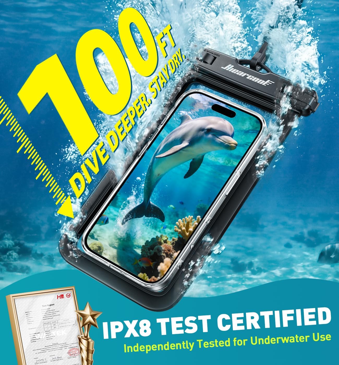 Waterproof Phone Pouch, IPX8 Waterproof Phone Case for iPhone 17/16/15/14 Pro Max, Cell Phone Dry Bag for Beach &
