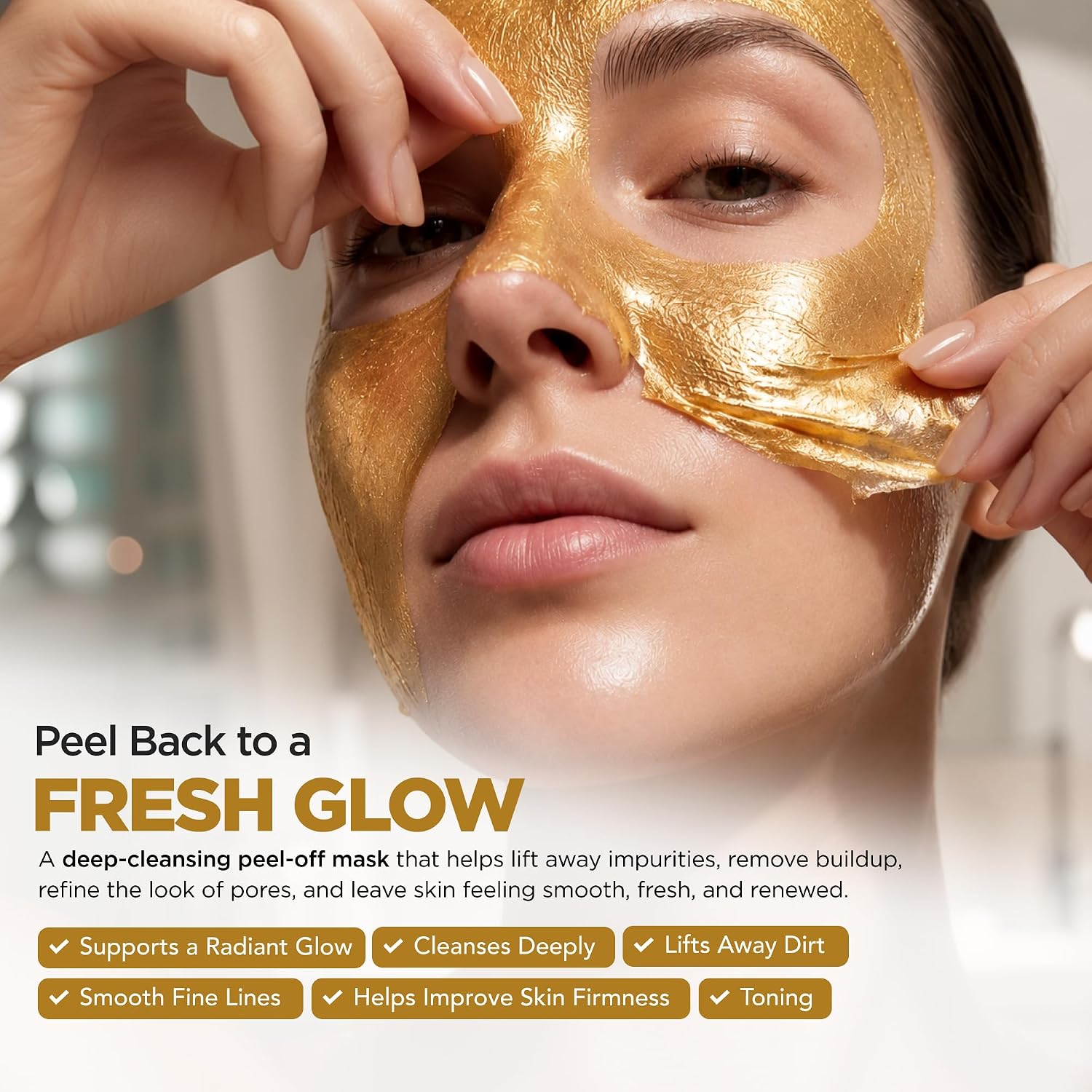 24K Gold Korean Skin Care Peel-Off Face Mask, Dermatologist Tested, 5 Oz