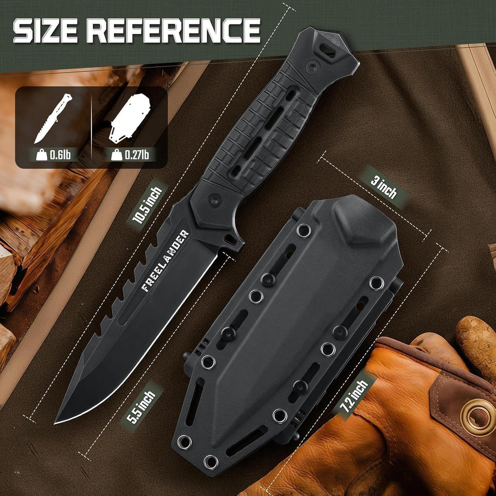 Full Tang Tactical Fixed Blade Knife with Sheath, Gift for Men | All-Purpose Survival Knives, Long-Lasting Sharpness