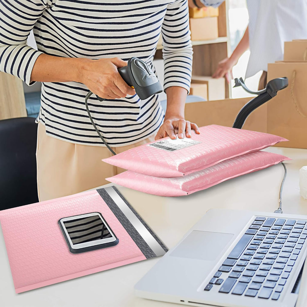 Bubble Mailers 8.5x12 Inch 25pc Light Pink Shipping Bags, Chic Packaging Bags For Small Business, Colored Padded