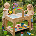 Water Table for Toddlers, Adjustable Height Wooden Sand and Water Table with 2 Collapsible Bins, Acrylic Activity