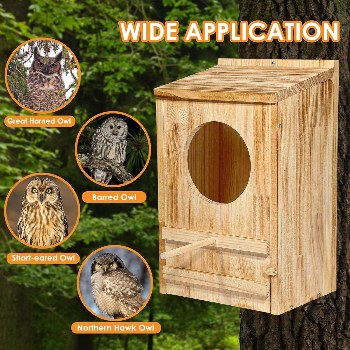 Large Great Horned Owl House,23''x 14''x 10''Owl Nesting Box for Outside