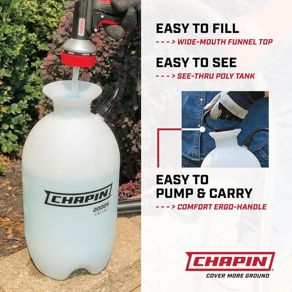 Chapin 20004 Pump Sprayer, 1-Gallon SureSpray Translucent Tank with an Easy Fill Funnel-Top Opening, Adjustable Cone