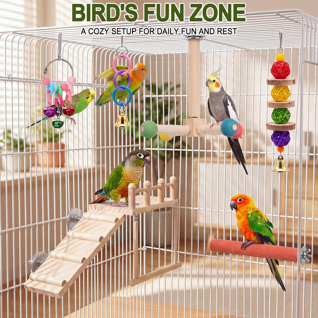 6 Pack Bird Parakeet Toys, Bird Perch & Swing Chewing Toys, Basic