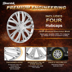 14 Inch Universal Hubcaps, Silver Wheel Covers, Set of 4