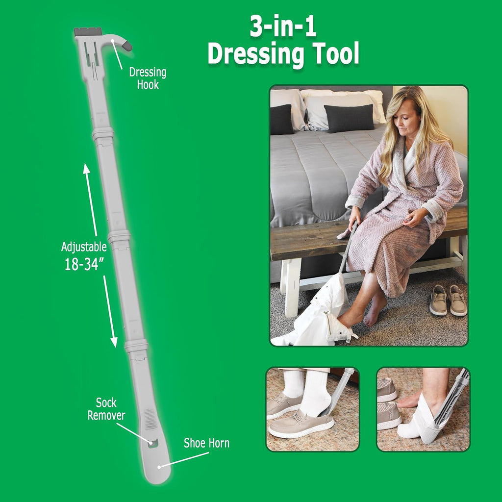 Easy Sock Otter 3-in-1 Dressing Aid, 34 Inch Shoe Horn and Sock Remover