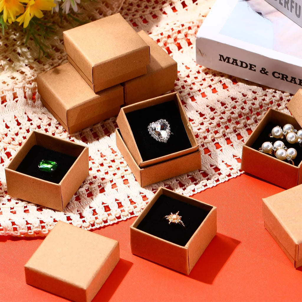 120 Pcs Small Ring Boxes Bulk Kraft Gift Boxes