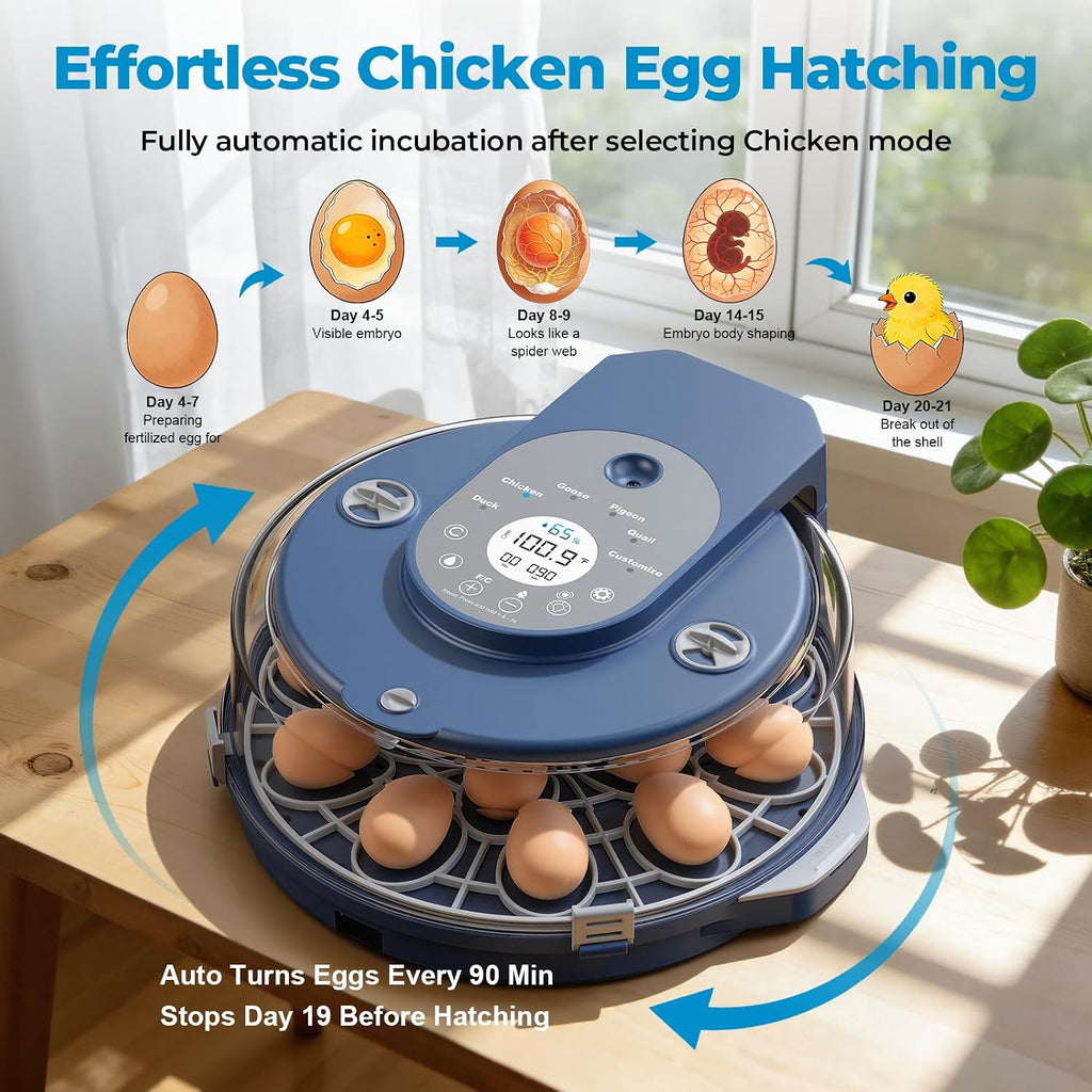 Egg Incubator for Hatching Eggs, 5 Preset Incubation Modes & 1 Custom Mode