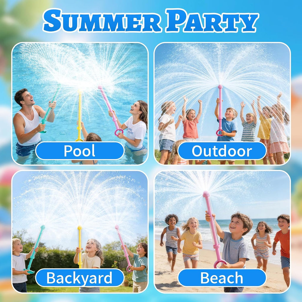 Firework Spray Water Blaster, 4 Pack Pull Out Squirt Gun Water Soaker Toys, Watergun Bulk for Pool Party Summer