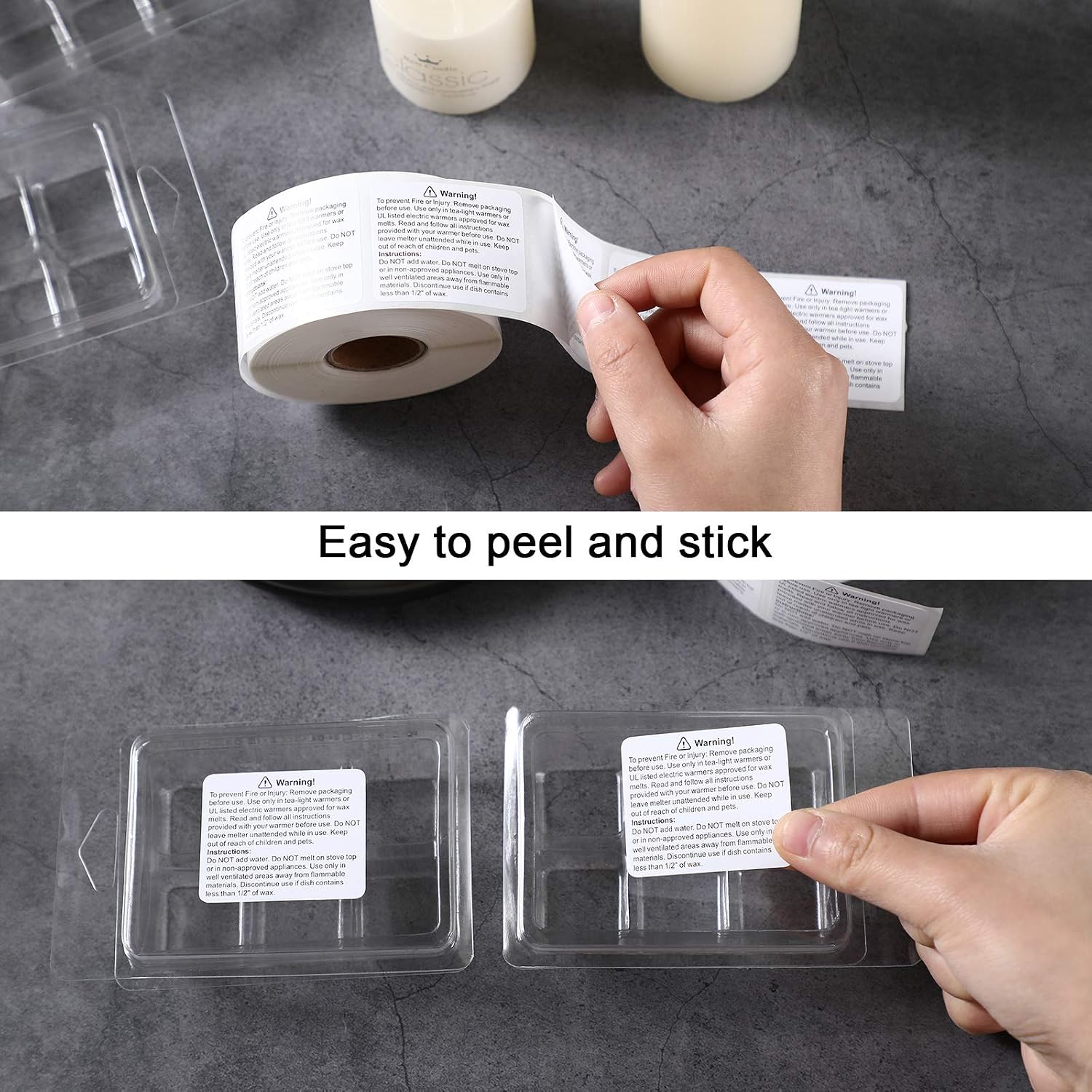 600 Pcs Wax Melt Warning Labels, Candle Warning Labels for Clamshell | Labels for Clamshell, Wax Melt Molds, Melt