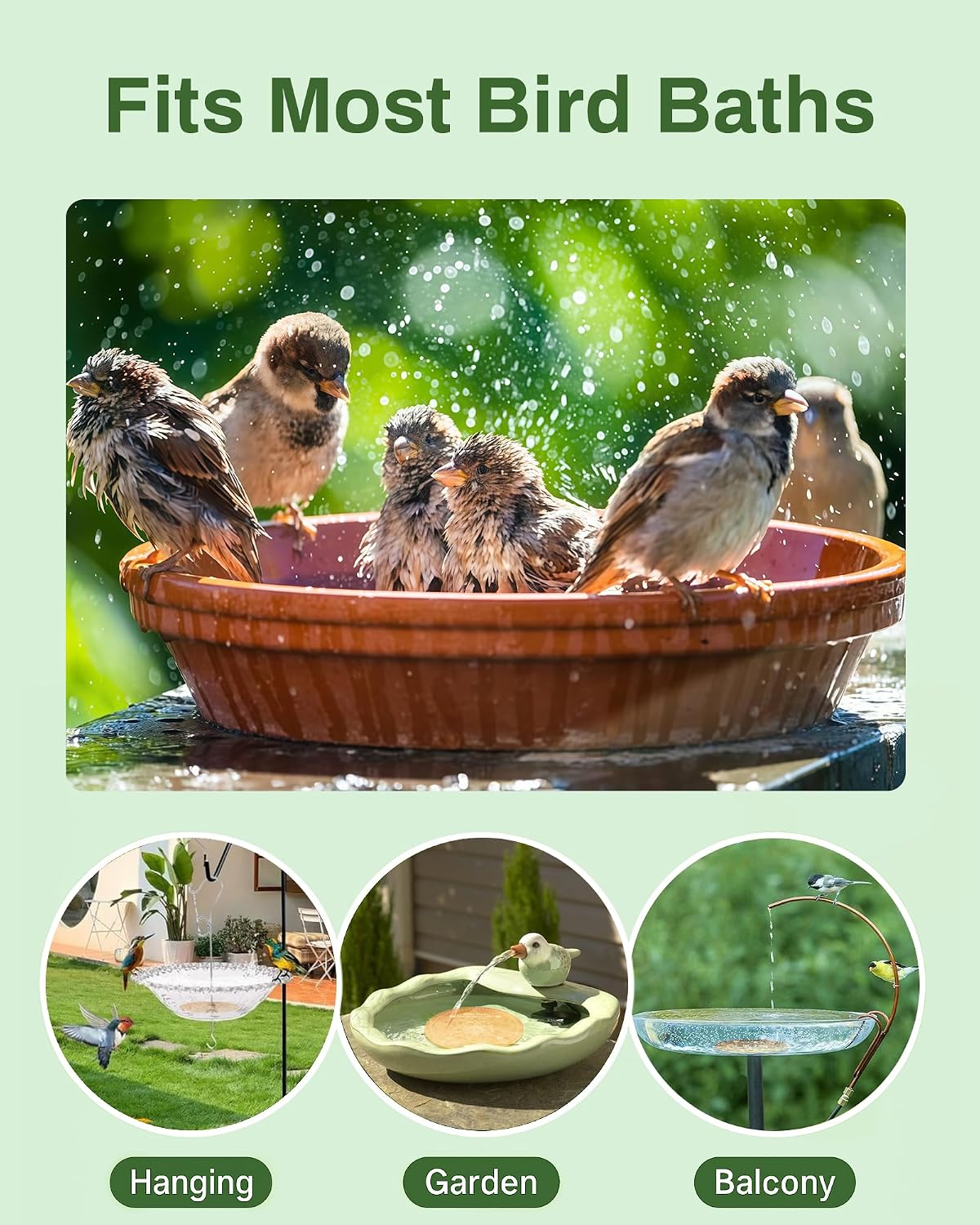 Bird Bath Purification Disk Pure Copper Outside Winter Solar Power Birdbath Hummingbird Bee Water Fountain Solar
