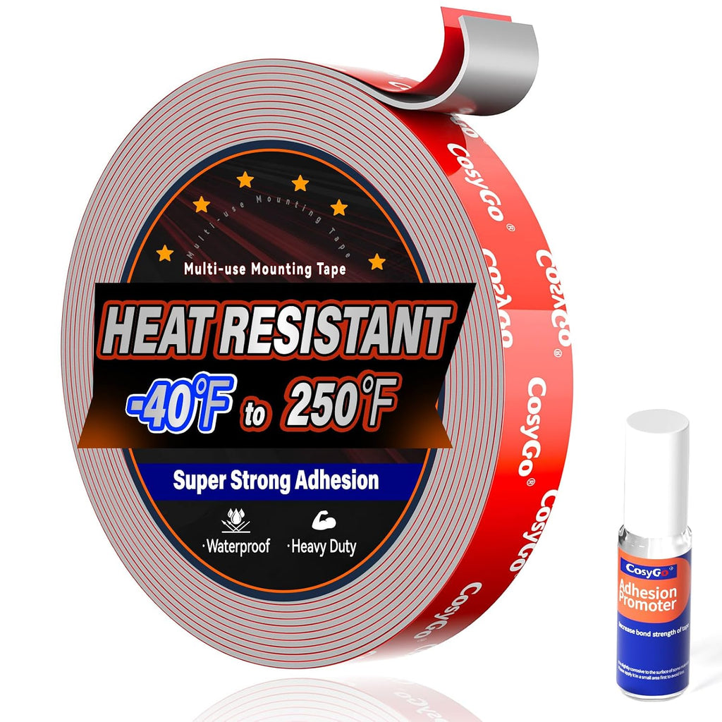 Double Sided Tape Heavy Duty, Permanent Bond Heat Resistant 0.5In