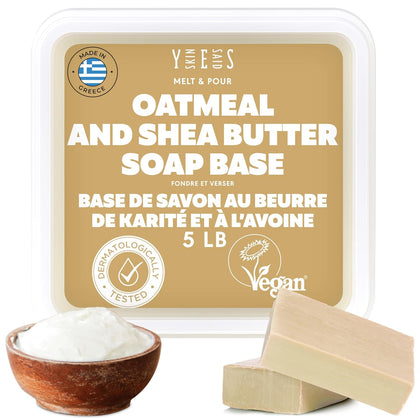 5Lb Oatmeal Soap Base - Bulk Melt and Pour Organic Soap Making Supplies - SLS/SLES Free, No Palm Oil, All Natural