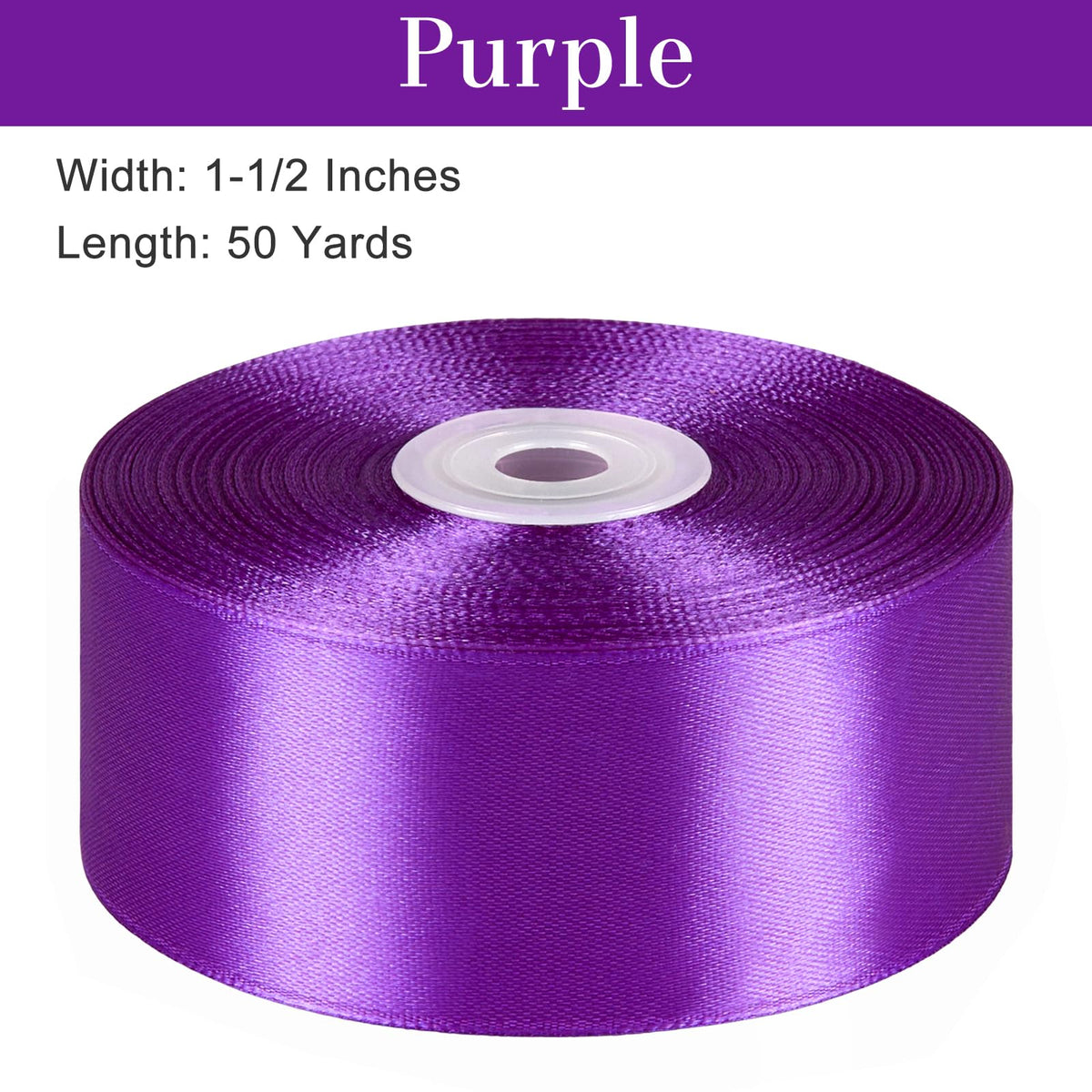 Purple Satin Ribbon, 1-1/2 Inches, 50 Yards