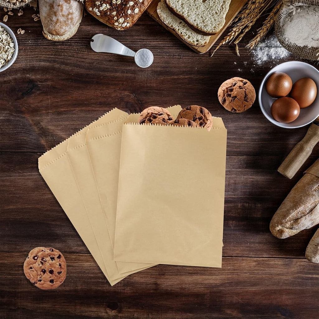 100 Pcs 6x8 Inches Brown Kraft Paper Bags Flat Envelopes Merchandise Treat Bag for Party