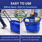 Rolling Shopping Basket with Wheels, Blue, 1 | 9.2 Gallon, Extendable Pull Handle, 60 LB Capacity